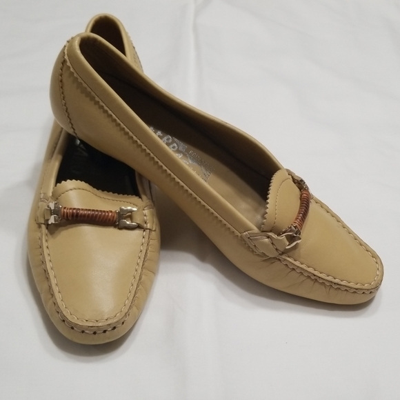 Salvatore Ferragamo Shoes - Ferragamo Tan Loafers with Small Heel